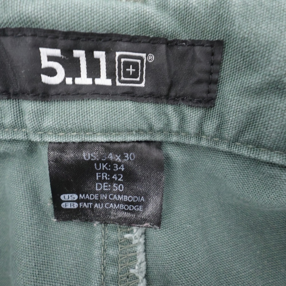 5.11 Tactical Canvas Cargo Pants Green Men 34x30 (measures 28") - Picture 5 of 9